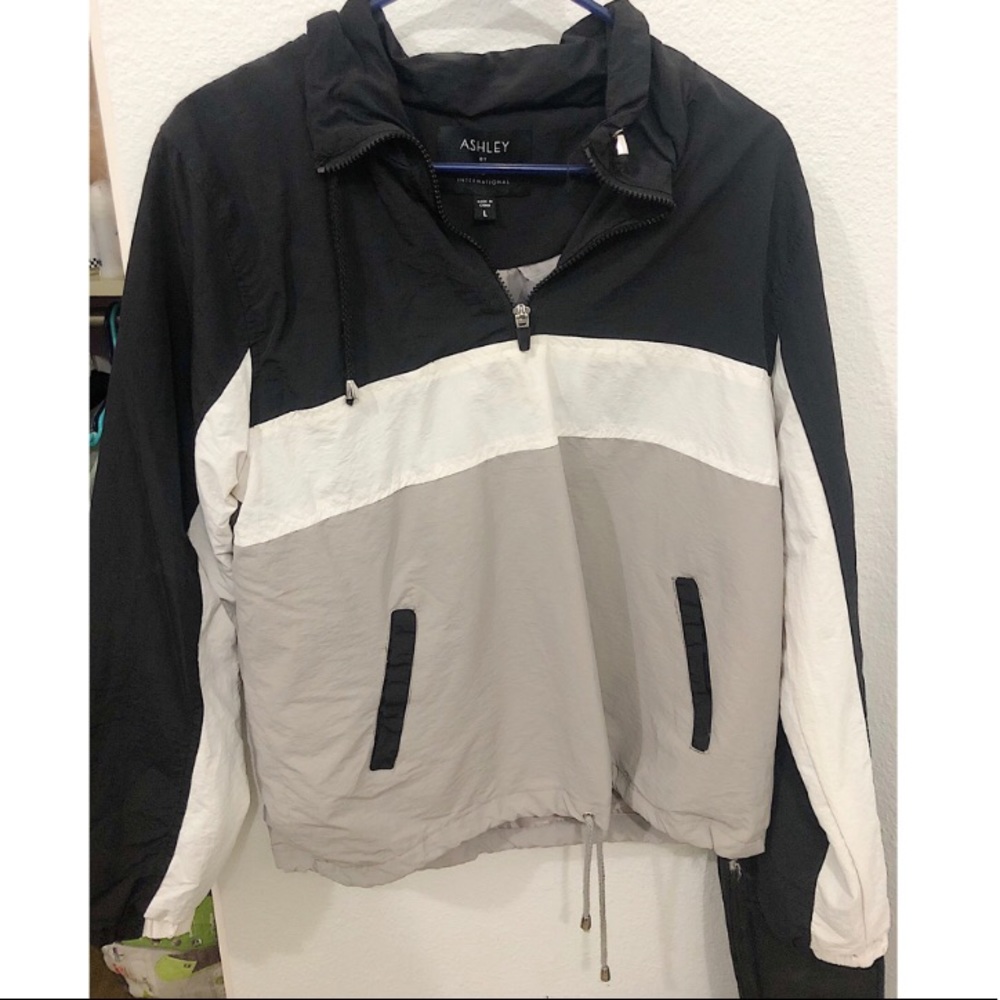 Striped Quarter Zip Windbreaker